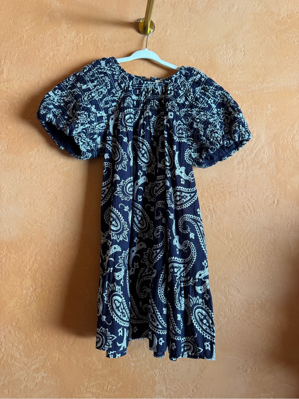 Sea New York Alessia Smocked Kids Dress Navy Paisley Size 6Y